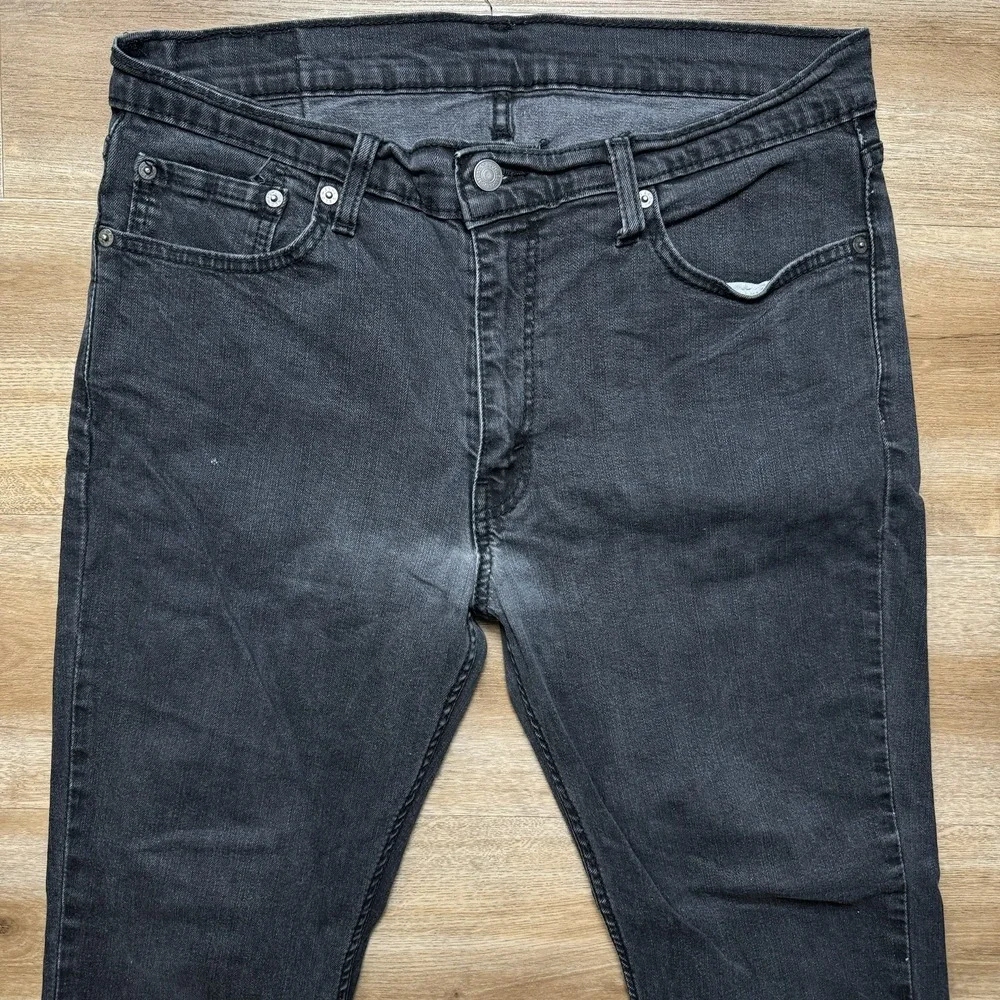 Levis Jeans Men 36x30 Black Slim Straight Leg Washout‎ Grunge Skater Fits 34x29